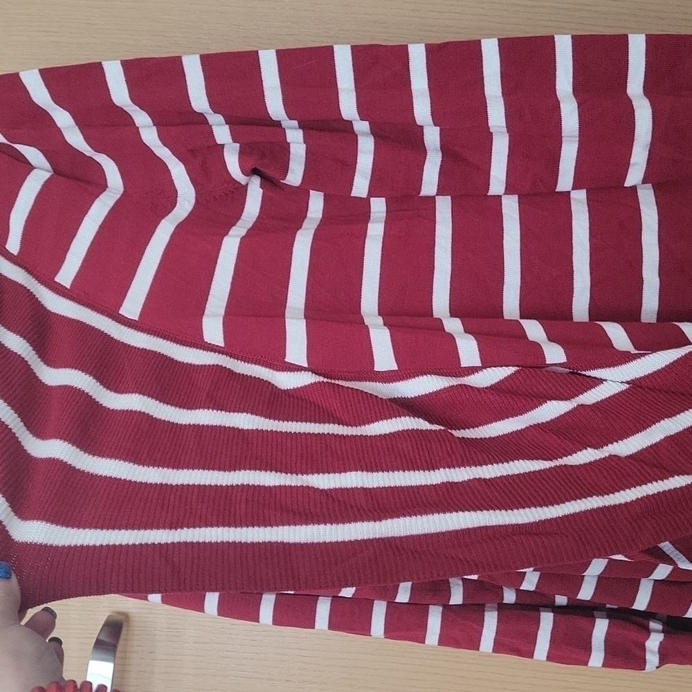 Soft Surroundings-Red Stripe Open Front Knit Card… - image 5